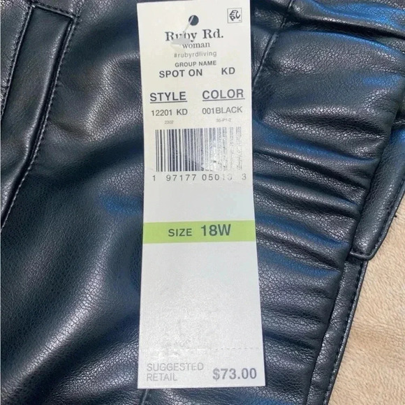 Ruby Rd Faux Leather Pants NWT Size 18W - Picture 12 of 13